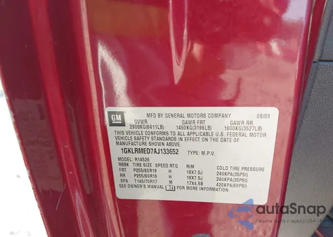 2010 GMC Acadia Slt-1 z USA, uszkodzony, nr VIN 1GKLRMED7AJ133652